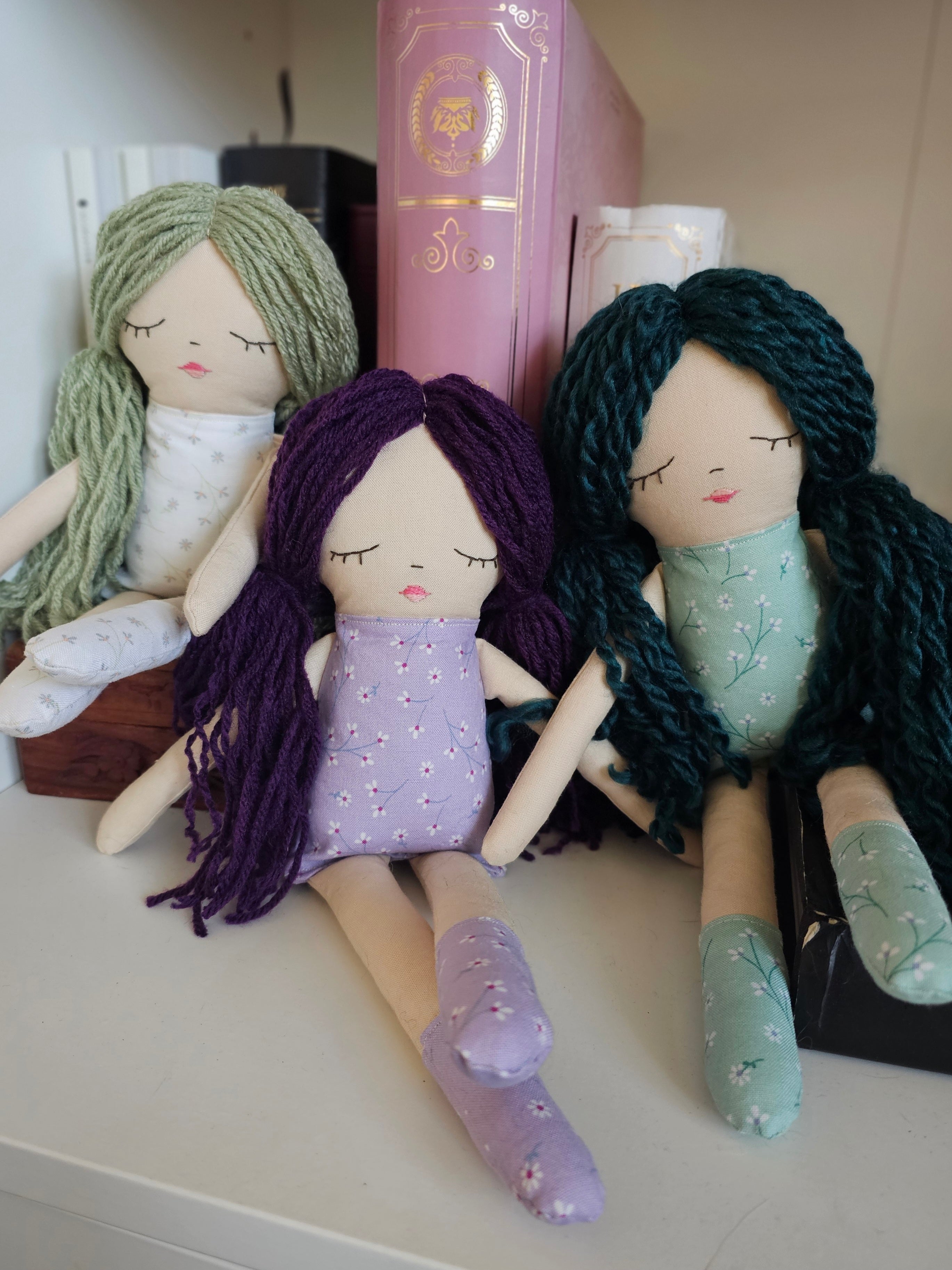 Flower Fabric Yarn Doll- Teal