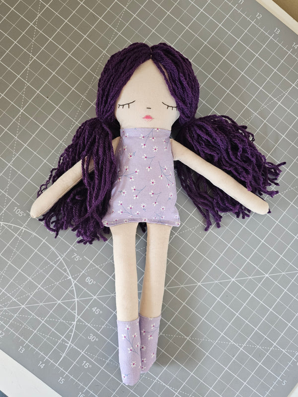 Flower Fabric Yarn Doll- Purple