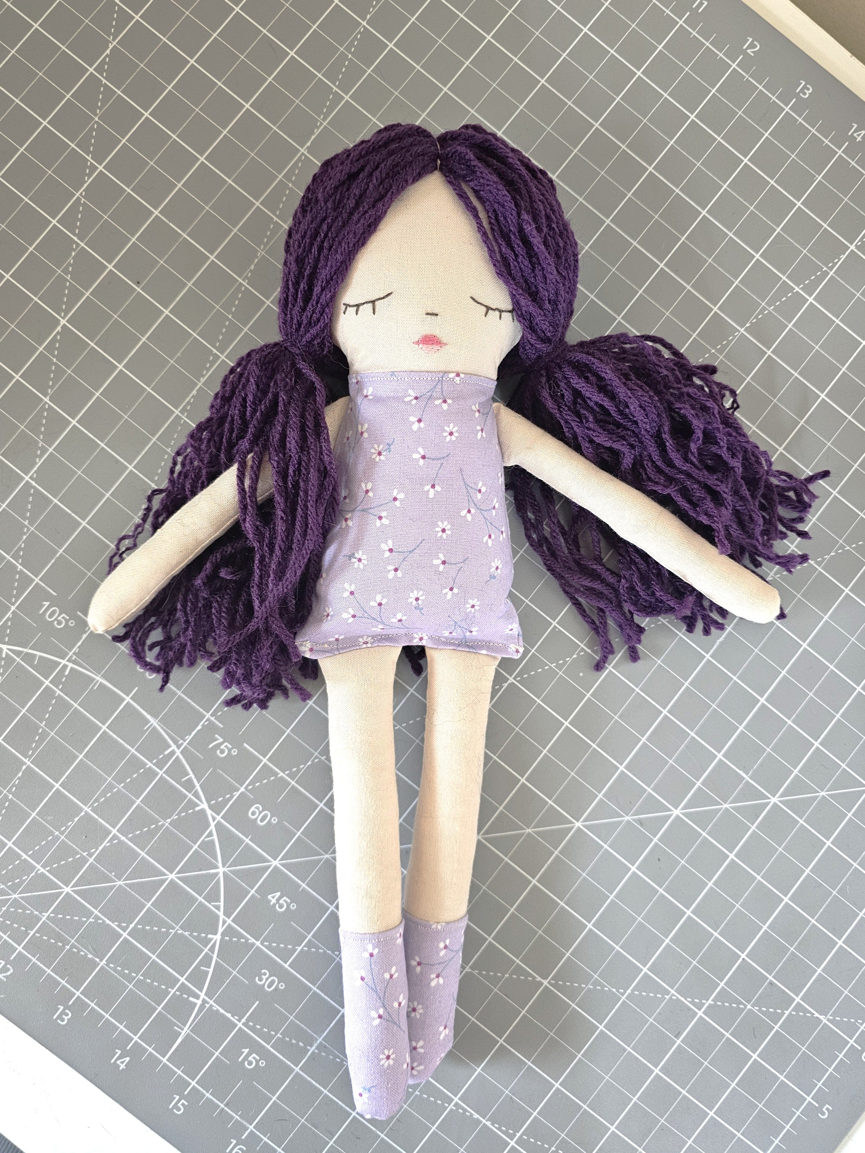 Flower Fabric Yarn Doll- Purple