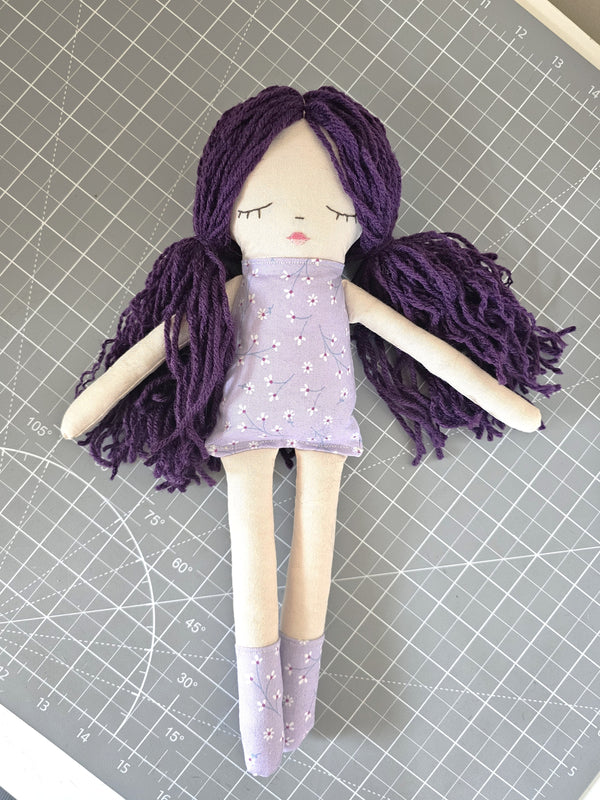 Flower Fabric Yarn Doll- Purple