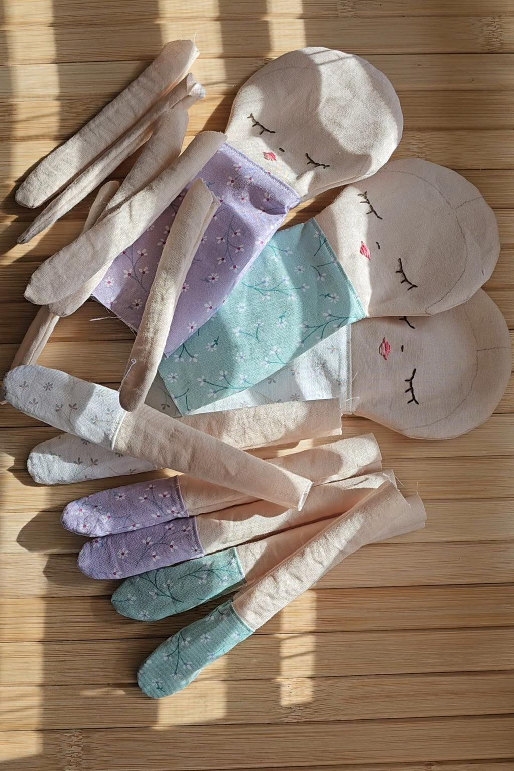 Flower Fabric Yarn Doll- Teal
