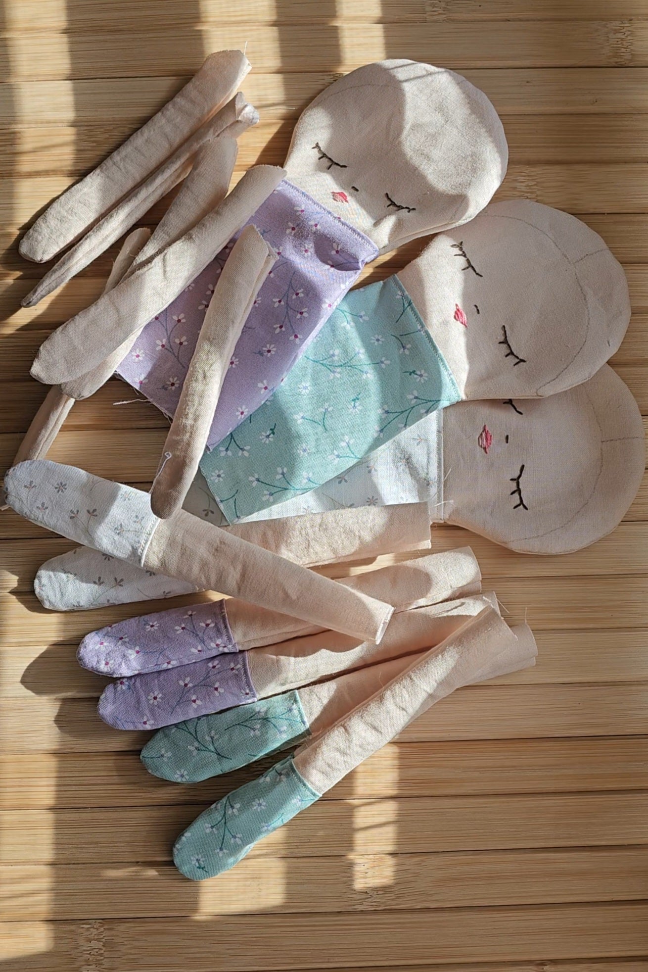 Flower Fabric Yarn Doll- Teal